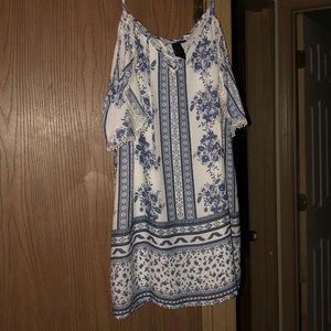 Cold Shoulder Blue Floral Dress